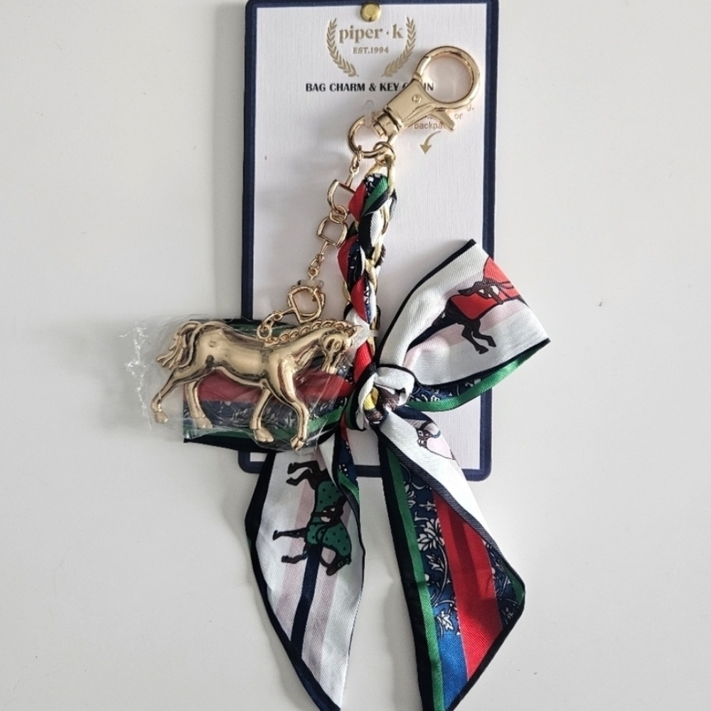 🐎▪️Piper K▪️ Beautiful Horse Key Chain Bag Charm with Ribbon Bow
